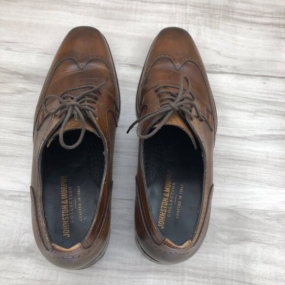 Johnston & Murphy Oxfords Mens 9.5M Brown Leather Lace Up Wingtip Derby Shoes main image 7